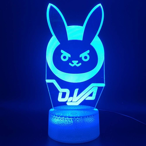 Overwatches OW Spelfigur Dva Lampa 3D Illusion Nattlampa