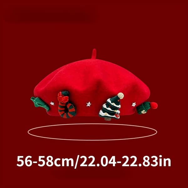 Red Beret for Christmas, a Trendy and Versatile Photography Hat, Three-Dimensional Christmas Tree Decorative Festive Hat, Giving You a