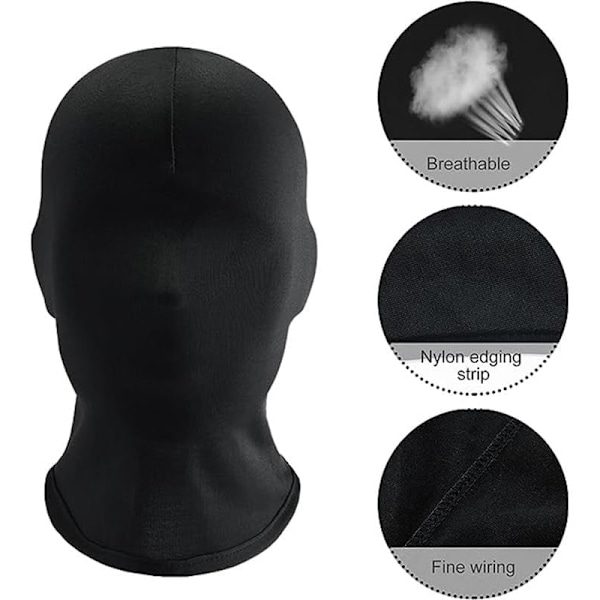 Sharharge 2 stk svart helmaske Halloween spandex hette maske Hodebeskyttelse Ansiktsløs maske for unisex cosplay kostyme