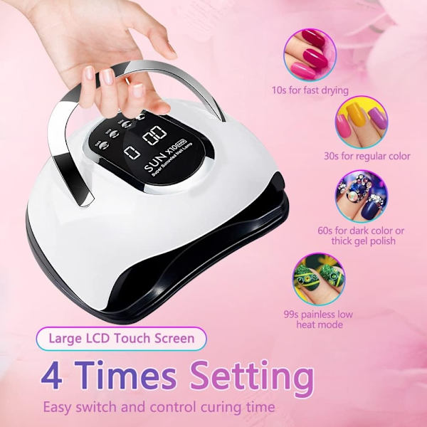 280W UV LED Neglelakk Lampe, Raske Neglelakkherdende Lamper for Hjem og Salong, 6-WELLNGS[ch]