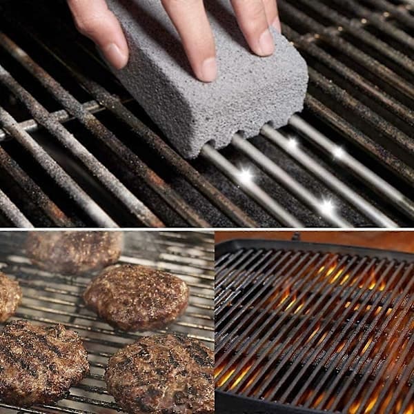 4-pak grillrensningsstenblok til BBQ-stegepande, flad topoverflade