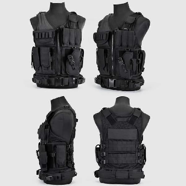 Military Tactical Heavy Vest with Holster Holder Black