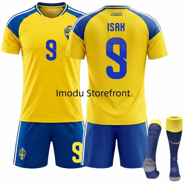 2026 VM Sverige Børnefodboldtrøje nr. 9 Isak 28 NO.9 ISAK