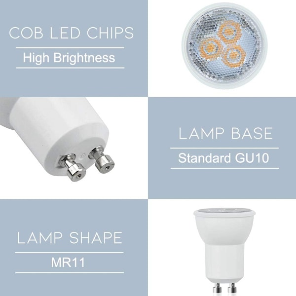 10-pack LED GU10-lampor, GU10 LED-lampor, 7 W kallvitt (motsvarande 50 W halogen), energibesparande lampa, stråle 600 lm 120° icke-dimmbar.