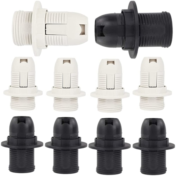 10-pak (sort og hvid) E14-lampeholder i plast med Edison-skrue