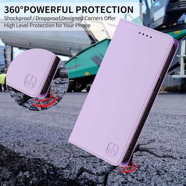 Samsung Galaxy S26 5G Case with Double Foldable Magnetic Suction Function in RFID Leather Ljuslila