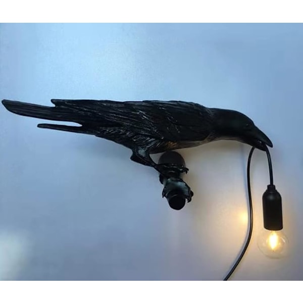 Raven Vägglampa, Unik Gotisk Korp Fågel Vägglampa (Vänster Svart Vägglampa)