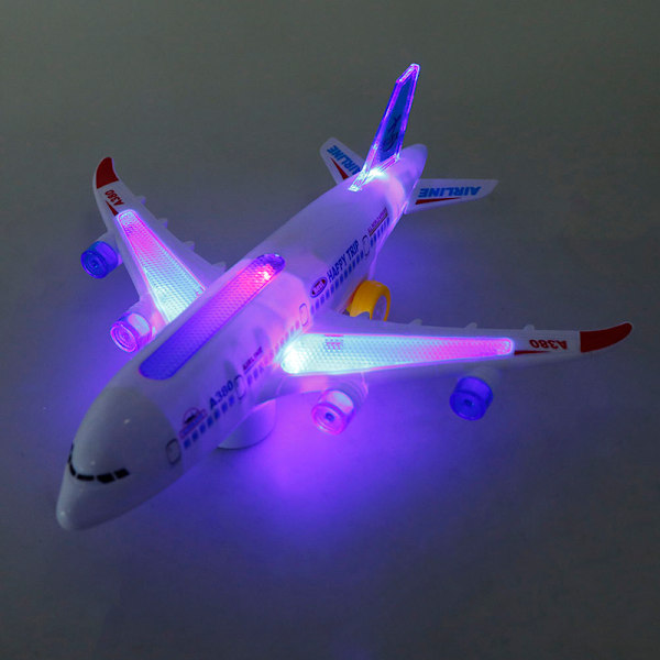 Elektrisk flygplansmodell leksak med rörliga blinkande ljus och ljud