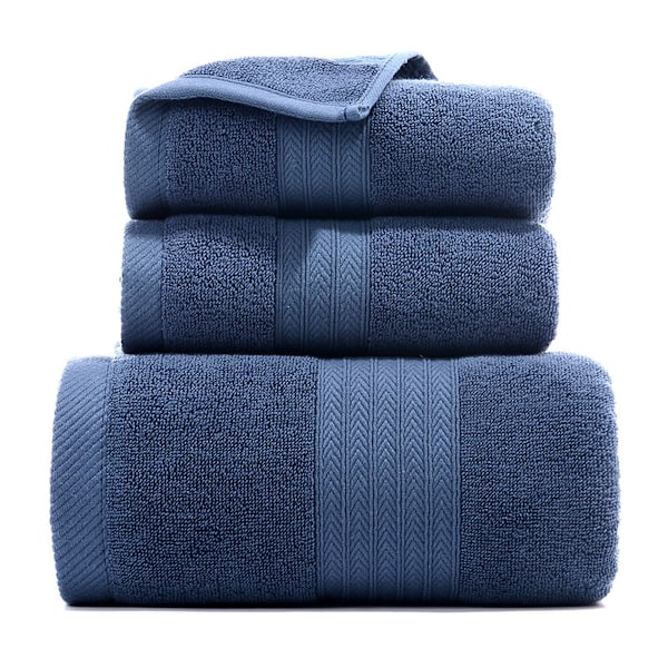 Handdukset med 3 badhanddukar i bomull, mjuka och absorberande badlakan, spatvål 34*74cm handduk badlakan 70*140cm blue