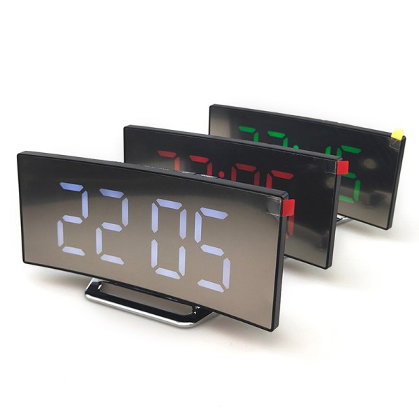 7 tums digital väckarklocka Böjd dimbar LED elektronisk Red