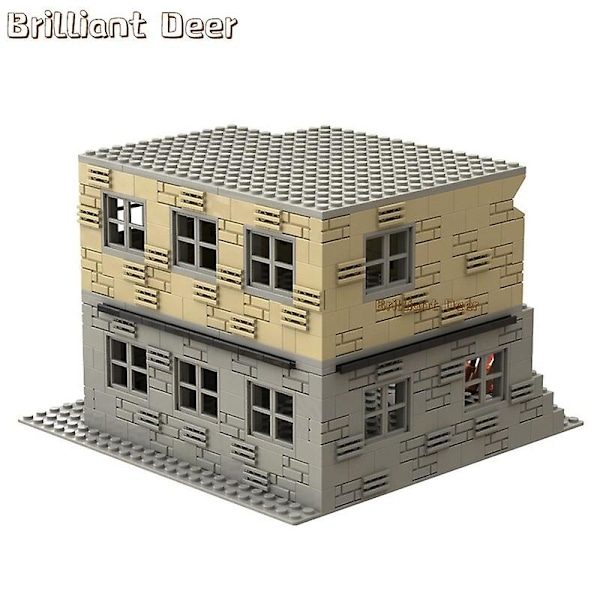 Forladte ødelagte bygninger Moc Ww2 Pubg Militærbase Diy Scener Byggeklodser Sæt Dele Til Hærsoldatfigurer Drengelegetøj 503 stk 267PCS