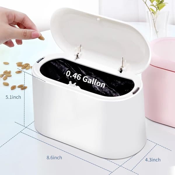 Mini Sensor Trash Can, Compact ABS Plastic Countertop Desktop Waste Bin For Kitchen Bathroom Office Car, 11x13x22cm, White
