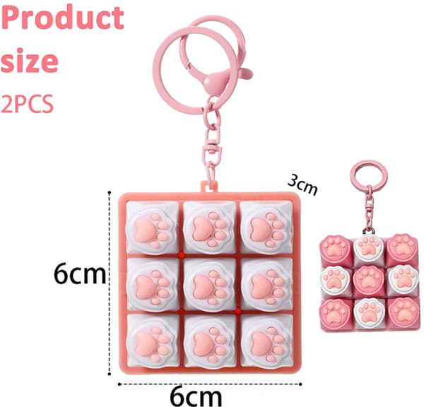 Tangentbordsfidgetleksak 2-pack 9 silikonknappar med kattassar, sensorisk stresslindring 6x6x3cm
