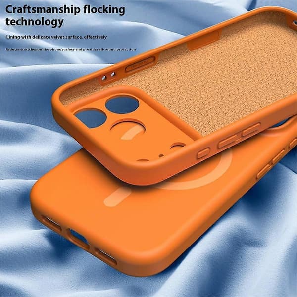 iPhone 17 Pro Max Deksel med MagSafe - Beskyttende PC & Silikondeksel i Fluorescerende Oransje[ZHE]
