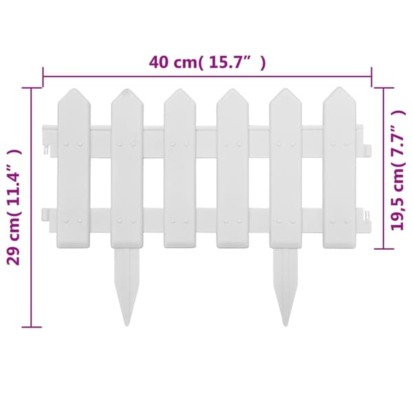 vidaXL Lawn Edging 25 pcs White 10 m PP Vit white
