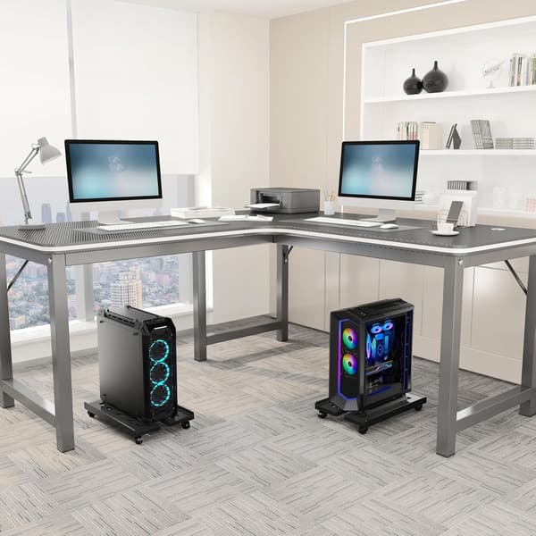 CPU-stativ med hjul, rullende mobil computertårn-vogn, universel holder til under gaming-skrivebord, sort kontor-arbejdsstation