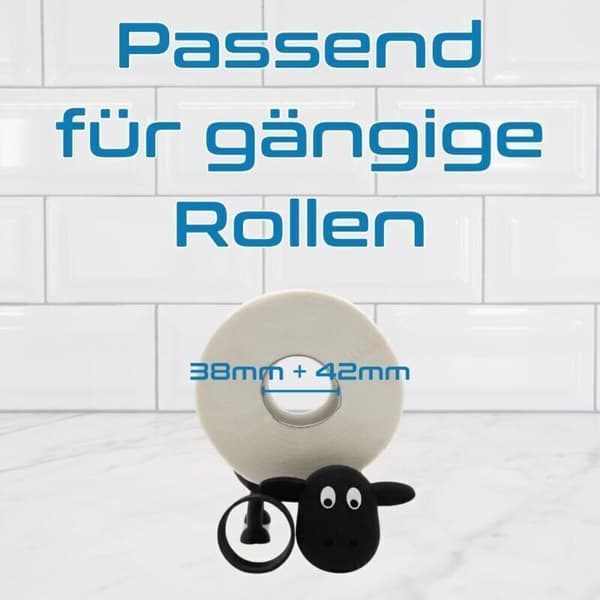 Toilet Paper Holder for 38mm and 42mm Rolls - Sheep - 3-Pack