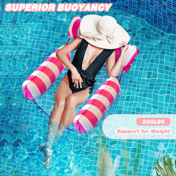 2-pack Uppblåsbar Poolhängmatta, 4-i-1 Flytande Lounger[ZHE]