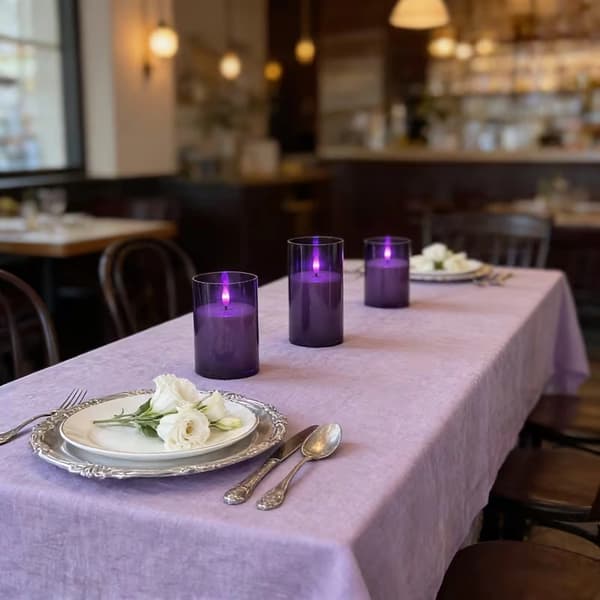 Flammefrie LED-lys med fjernkontroll, timer og dimming for borddekorasjon 3pc BlkPurp+Rem
