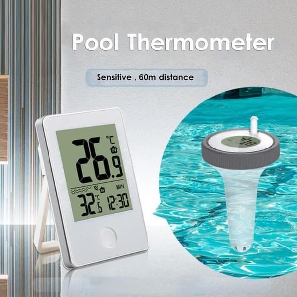 Flydende Trådløst Pooltermometer, Digitalt Tilsluttet Pooltermometer med LCD-radiomodtager, Rækkevidde op til 60