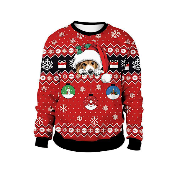 TIS THESEASON u200bu200bHunde Juletrøje Grim Juletrøje Sweater Herre 6D Trøje Toppe Hættetrøje hvalp puppy L
