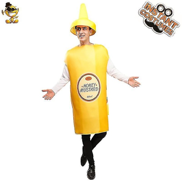 Unisex Vuxen Cosplay Ketchup och Senap Dräkt Halloween Par Kostym Rolig Mat Tunika Maskot Outfit