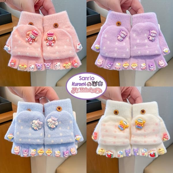 Sanrio termiske vinterhansker for barn med animefigurer blue