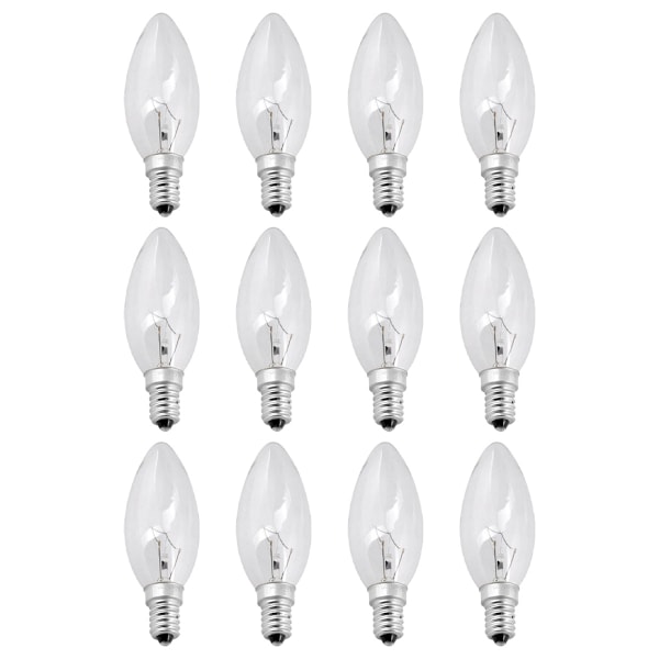 12x Ljuskälla 40W E14 Klar Vit Klassisk Glödlampa CHAIR