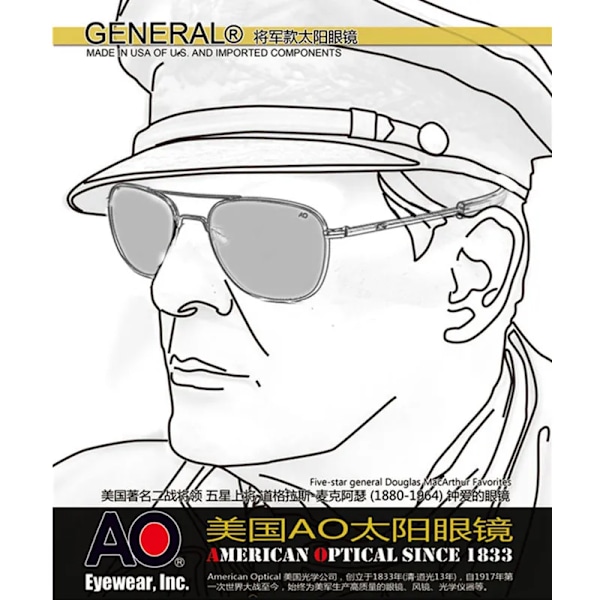 Lentäjäpilotti Aurinkolasit Miehet Naiset 2021 Vintage Merkki Designer Amerikkalainen Armeija Sotilas Optiset AO Aurinkolasit de sol masculino black-gray