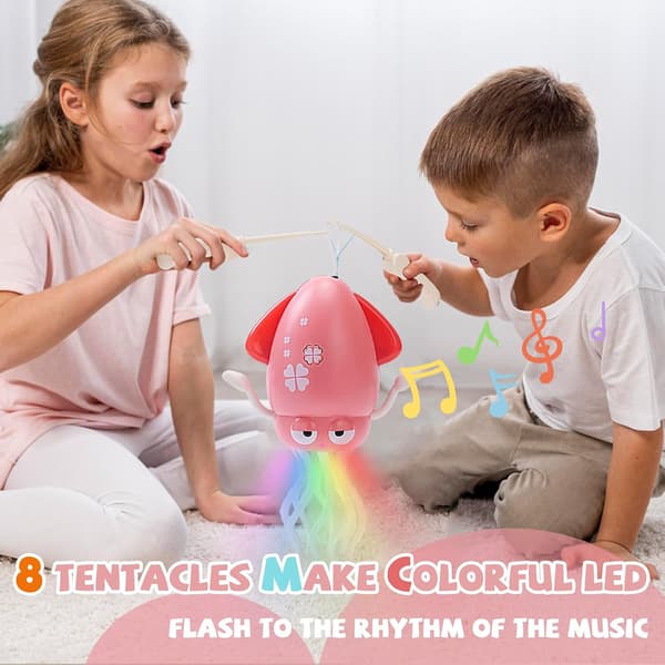 Dancing Octopus Toy, Octopus Toy, Automatic Crawling Dancing Octopus with Obstacle Detection, Crawling Octopus with LED Music pink