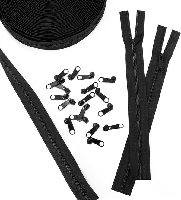 Endeløs lynlås sort 20 metal lynlåse 5mm 10m nylon metervare