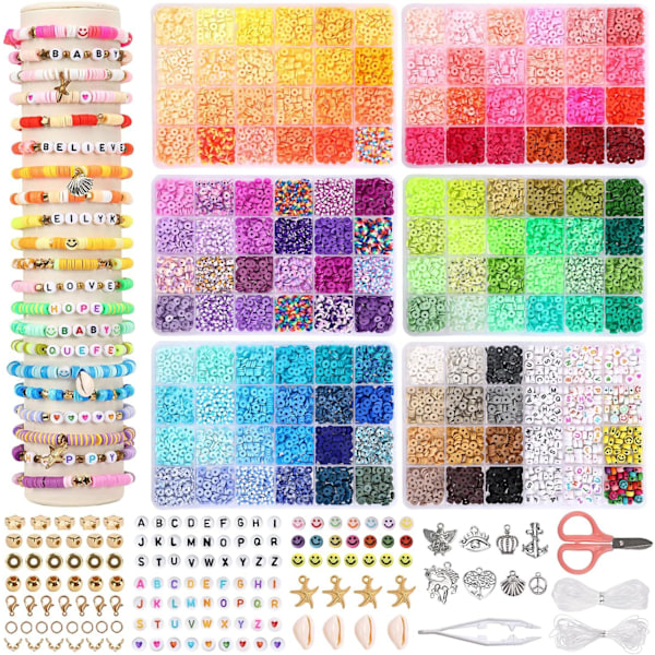 16500st, 66 Färger Lera Heishi Pärlor med 260 Bokstavspärlor Kit[ZHE]