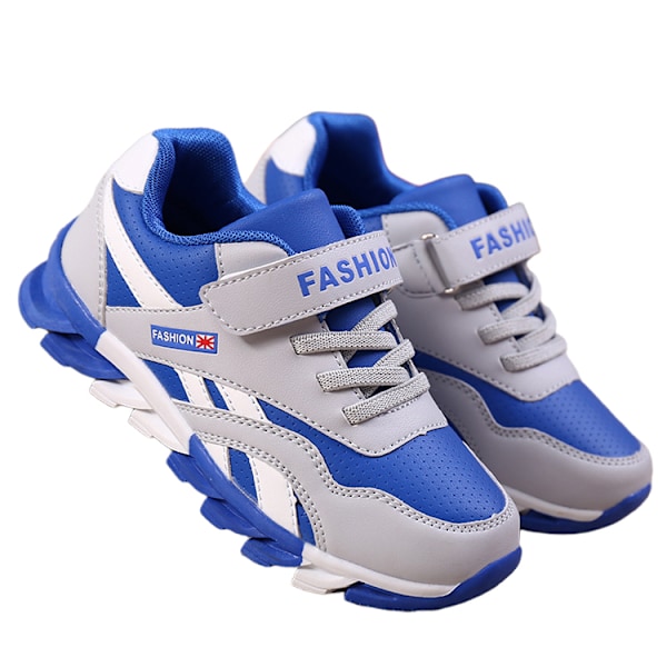 Drenge Åndbare Mesh Sko Drenge Læder Casual Løbesko BLUE3 BLUE3 34