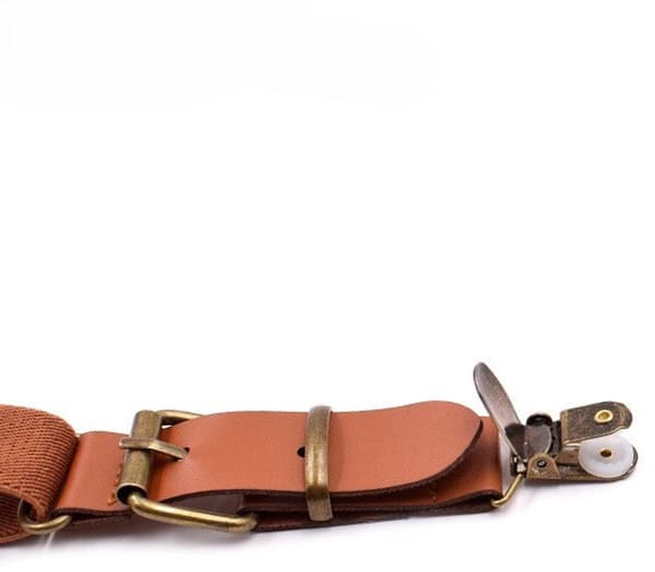 Seler 2,5 cm retro Y-form 3 bronzeklemmer, elastisk justerbar 140-190 cm sort
