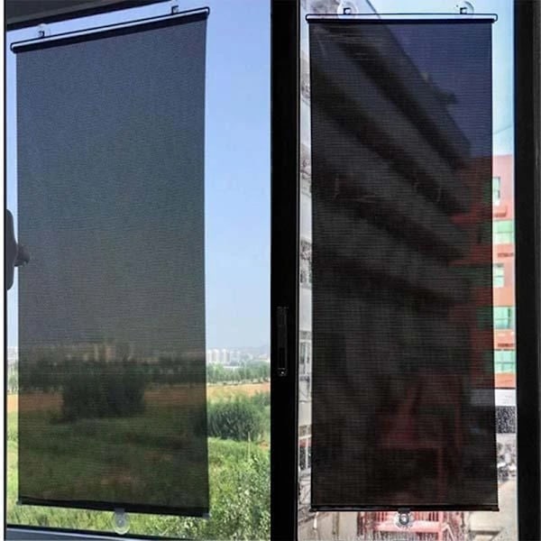Sugkopp Fönstergardin Visir Ingen Borrning Bil Hem Badrum Solskydd Svart Black 45*125cm