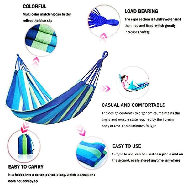 Double Brazilian Hammock for 2, Extra Large Cotton, 260 x 150 cm, 300 kg Capacity