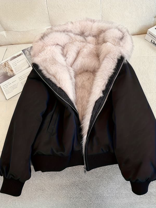 Damjacka för höst och vinter, chic färgblockerad vävd ytterkläder S Pale Pinkish Gr