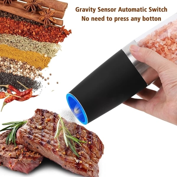 2 kpl Gravity Pepper Mill Sähköinen suola- ja pippurimylly Mausteseosmylly CDQ-WELLNGS