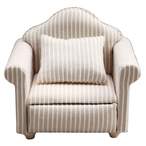 Landelig stil lenestol mini sofa dukkehus miniatyr sofa og sett tre simulering møbler jenters favorittgave White stripes