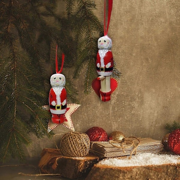 Sjove Julemandsophæng, Juletræspynt, Julekugler, Træjulemand, Perso...
