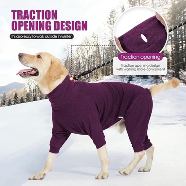 Fleece hundtröja vinterjacka med ben pyjamas XL