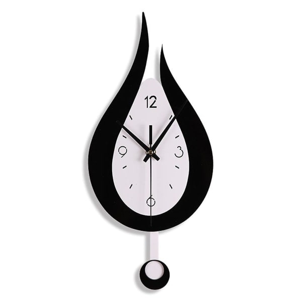 Wall Clock Modern Creative Water Drop Pendulum Clock with Pendulum Silent Pendulum Clock Digital Wall Clock Black[ZHE]