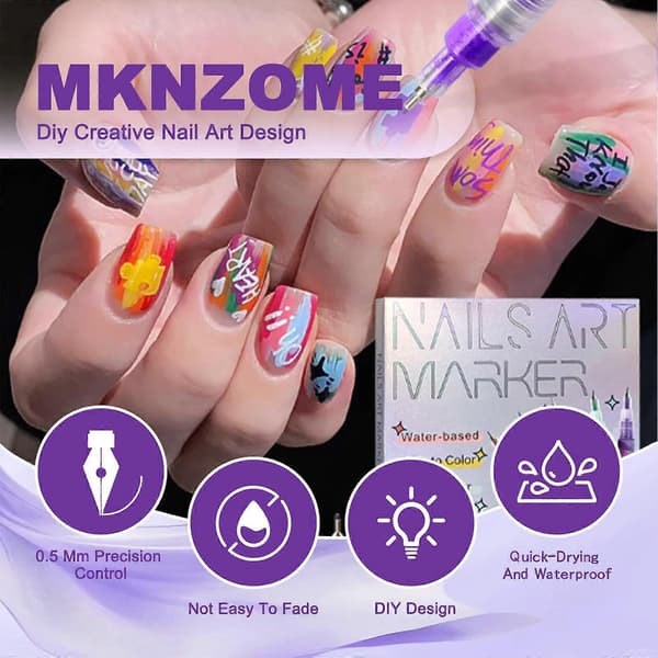 12st Nagelkonst Pennset 0.5mm Fin Spets för Exakt Graffitiritning[ZHE]