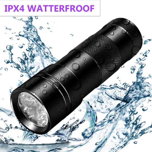 UV-taskulamppu 12 LEDillä 395 nm Musta