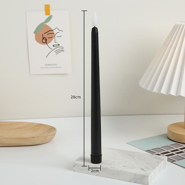 Led-kynttilät paristokäyttöiset pitkät kynttilät 6 kpl 6 stk/sort 6st/Svart