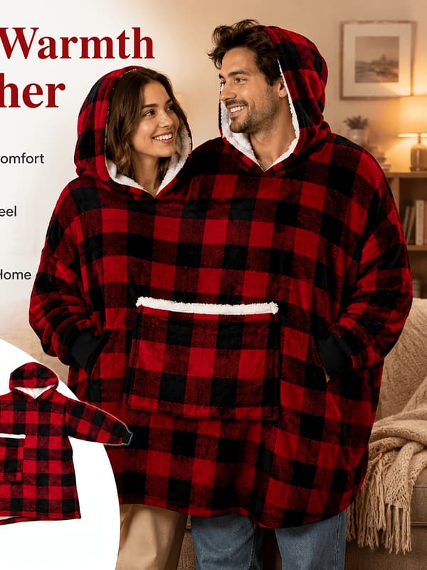 Hettegenser i rutete mønster for par 1XL Mixed colors