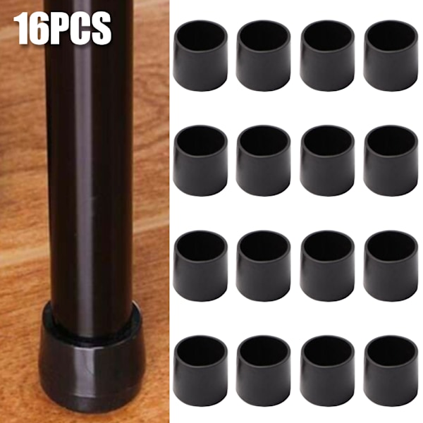 16 stk Bordstolben Silikon Beskyttelseshetter Fotbeskyttere Sett Svart Black 30mm-16PCS