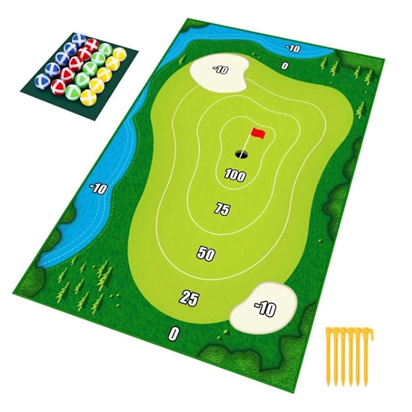 Chipping Golfmatta med Chip Golfbollar Set Matta Inomhus Utomhus Kastspel För