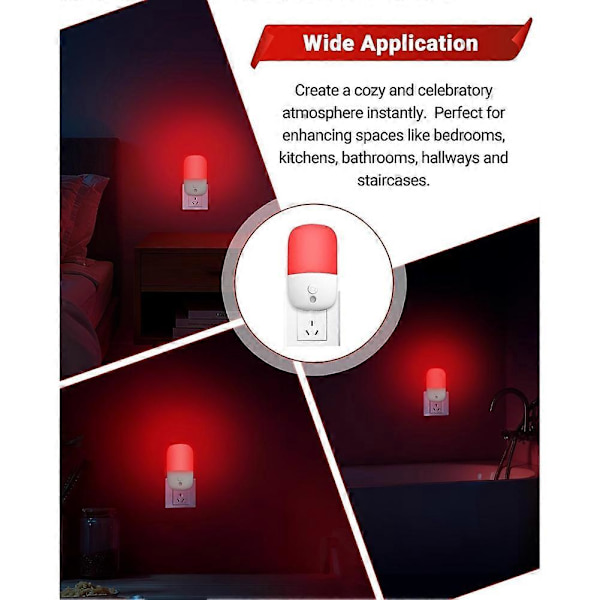 2-pack 670nm Red Night Light with Dusk Sensor, LED Night Lamp for Wall Socket, Adjustable Brightness, 3 Modes, EU Plug for Sleep [ZHE]