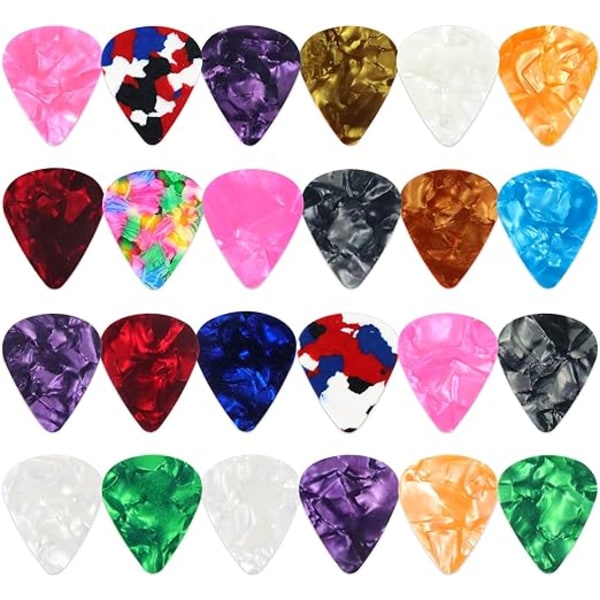 24 stykker celluloid guitar picks, 0,46 mm [blandet farve]